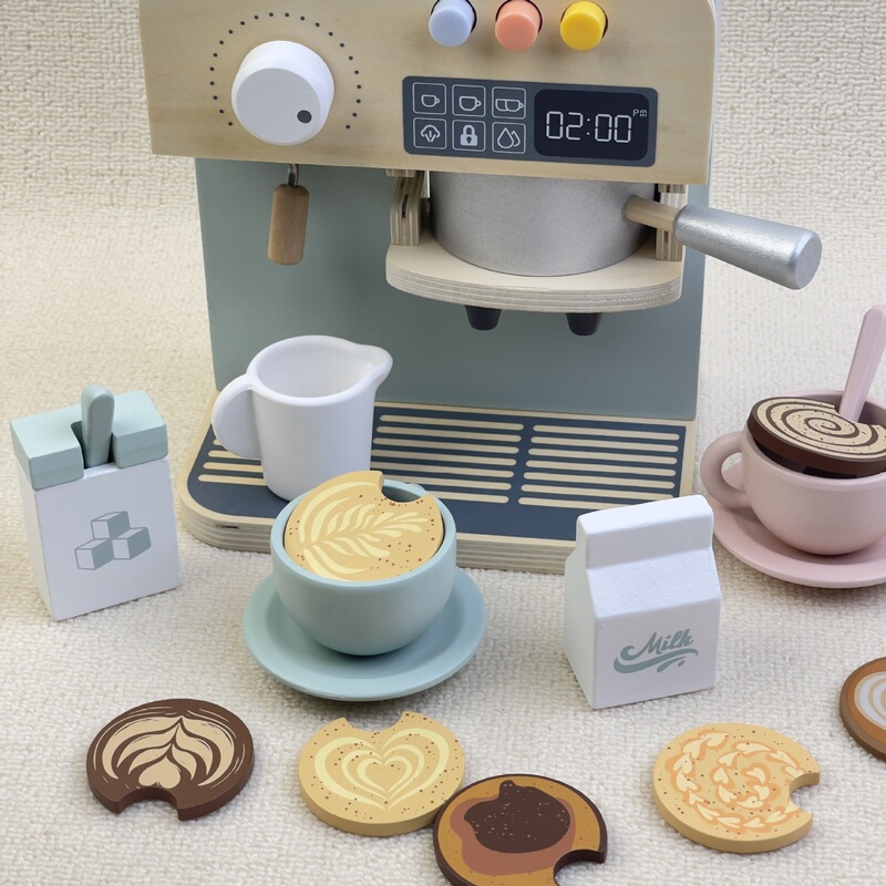 ごっこ遊び新製品コーヒーマシン木製子供の実践的なロールプレイマフィン小さな庭知育玩具ギフト|undefined