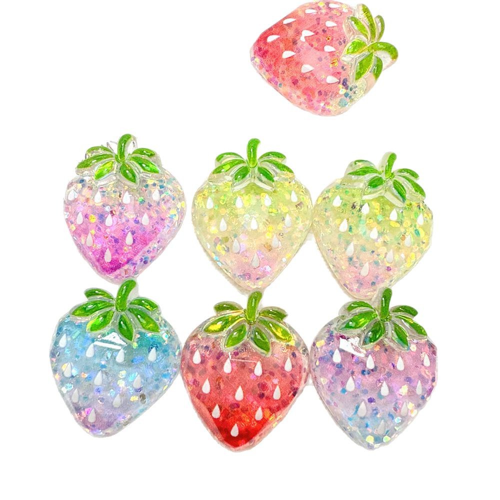 氷透樹脂部品フラッシュグラデーションカラーいちごdiy手作りアクセサリー携帯電話ケース文房具収納ケース