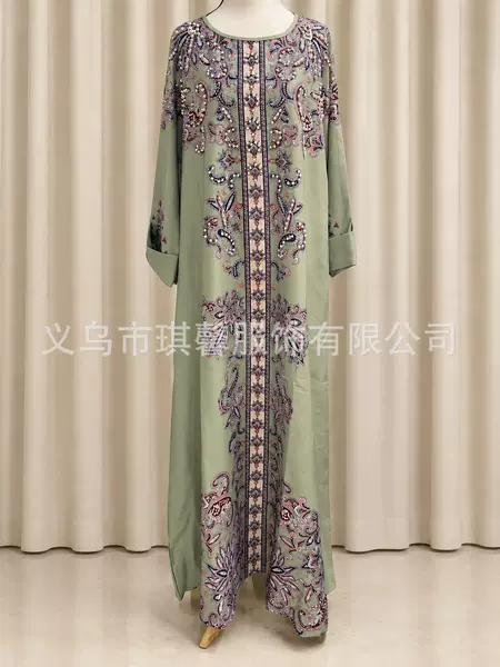 New printed, plus-size, ethnic-style jacquard mesh dress, a simple and elegant gown for export