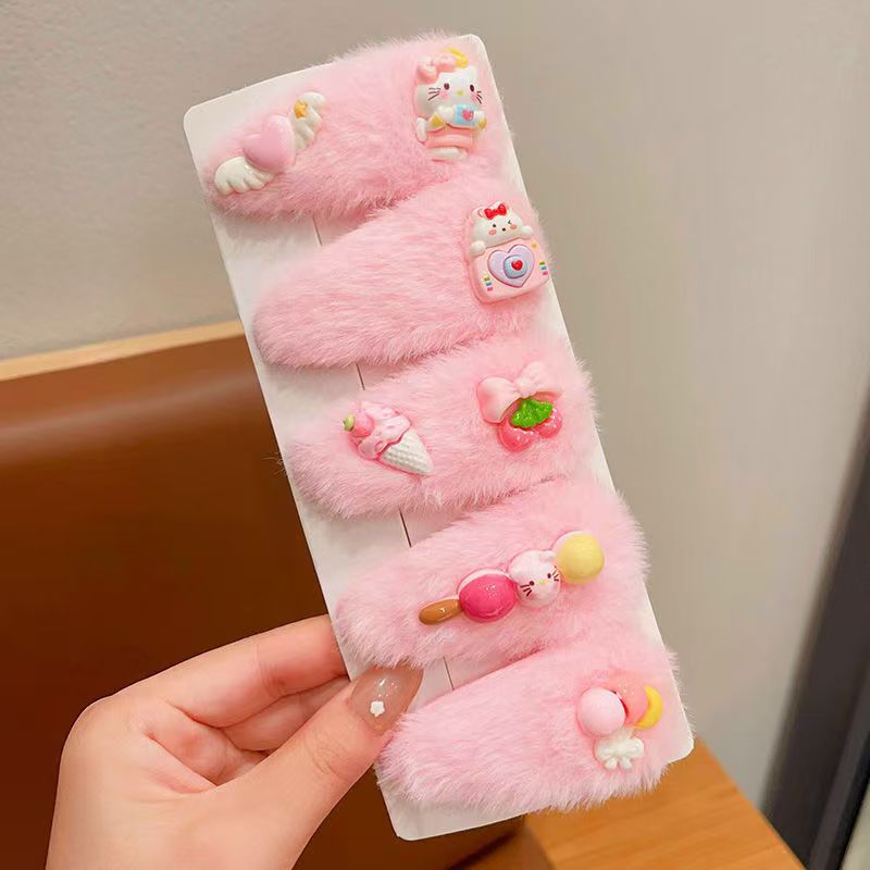 Kolomi niños abrazadera de cabello de otoño y invierno lateral abrazadera de cabello de niña abrazadera de cabello de cabello de niña pequeña frente abrazadera de cabello