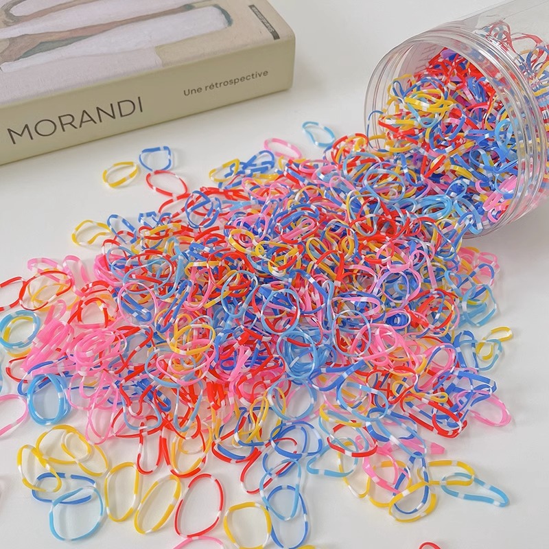 Banda de goma desechable para el cabello no lastimado Anillo de goma para trenza de niña Banda de goma Color Valor de alta cuerda elástica para el cabello Tocado