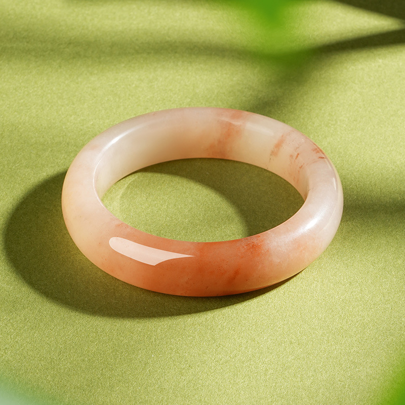 복숭아꽃 천연 골드 제이드 팔찌 제이드 팔찌 제이드 핑크 복숭아 행운 중국 스타일 여자 팔찌 선물