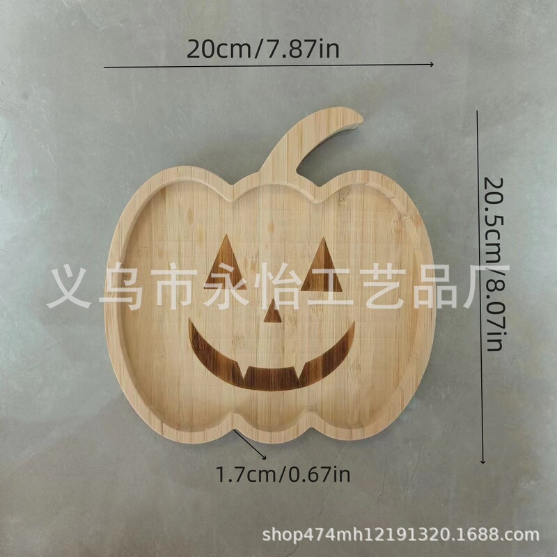 竹製サンタクロース幽霊カボチャトレイクリスマスハロウィーン装飾皿実木熟食木トレイ|undefined