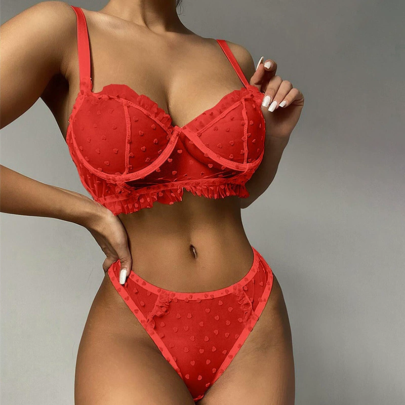 Кружевной набор sexy lingerie, прозрачная сетка бралетт и трусики, размеры S–XL, вес изделия 40 г