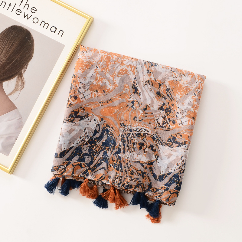 Bufanda de algodón y lino de Venta caliente europea y americana bufanda de primavera y verano bufanda delgada borla de moda chal decorativo bufanda de viaje