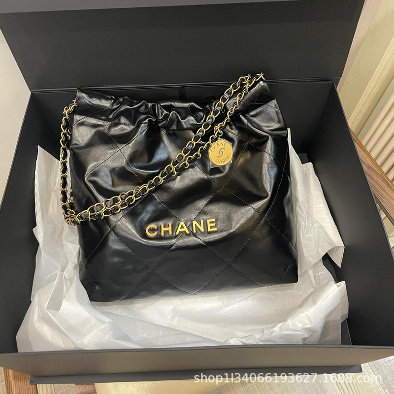 Chanel Style Mini Garbage Bag Bag Rhomboid Pearl Chain Bag Genuine Leather 22Bag Tote Bag Shoulder Crossbody Bag