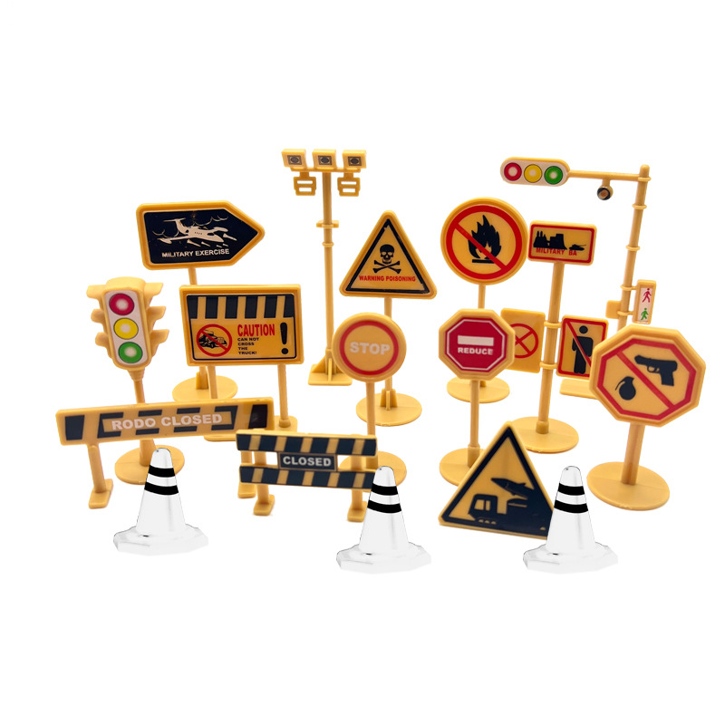 Traffic sign cross-border parking lot landscape barricade traffic sign model toy car traffic light sign accessories