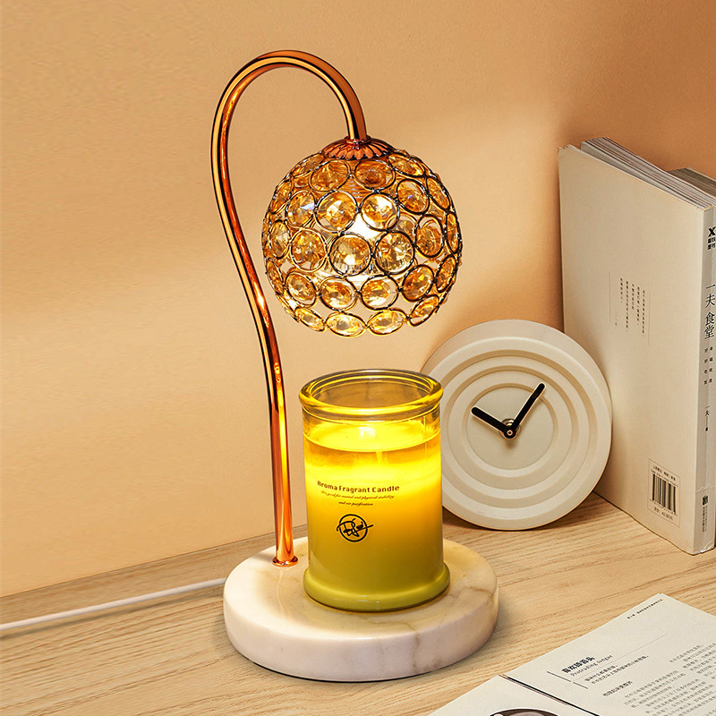 Modern Simple Indoor Marble Aromatherapy Lamp Fire-Free Dimming Bedroom Wax Melting Lamp Study Atmosphere Night Light Ornaments