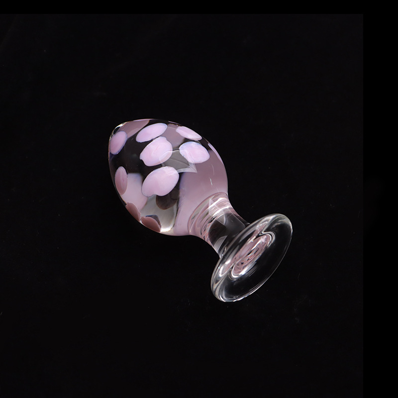Transparent Glass Anal Plug with Floral Design for Anal Massage and Couple Play — detail image 2