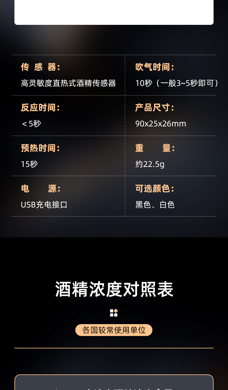 High-Precision Alcohol Tester for Detecting Drunk Driving, Blow-Type Special Alcohol Tester, Abs Rechargeable Alcohol Tester