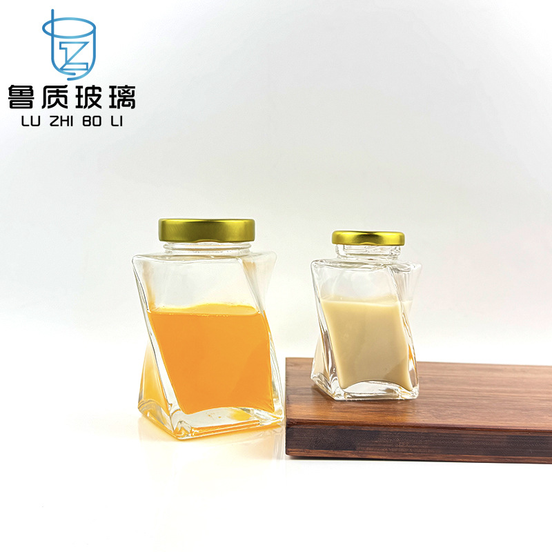 现货150ml扭身瓶玻璃瓶果酱瓶360ml蜂蜜瓶储物罐食品包装分装瓶