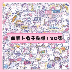 Original 120 cartoon Holo Bell Rabbit Sticker Phone Case Skateboard Handmade Waterproof Decal Wholesale