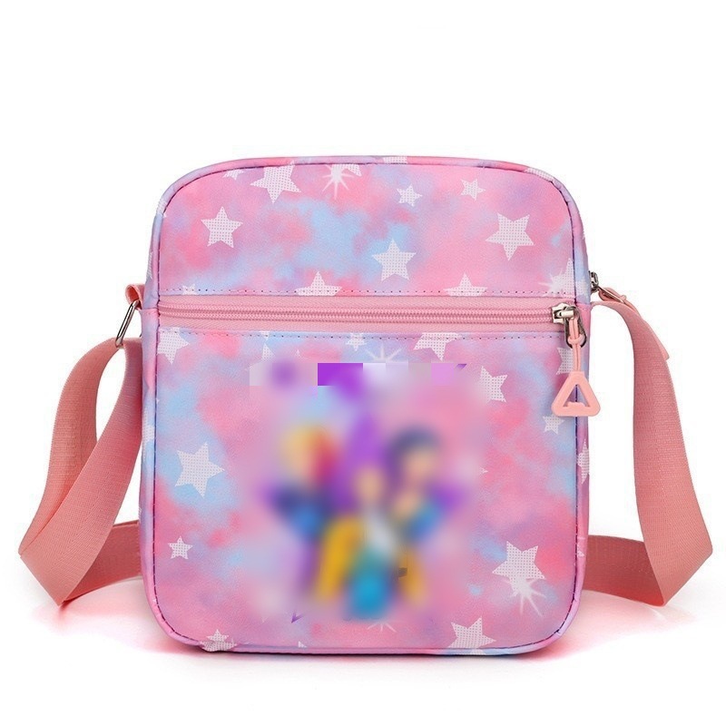 New Style Girl Group Printed Children's Shoulder Bag for Boys and Girls, Colorful Small Square Bag, Casual Cute Crossbody Bag, School Bag