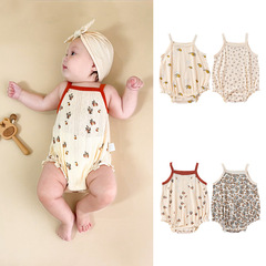 2024 summer baby sling bag fart clothes for men and women baby vests triangle vests crawling clothes sleeveless jumpsuits