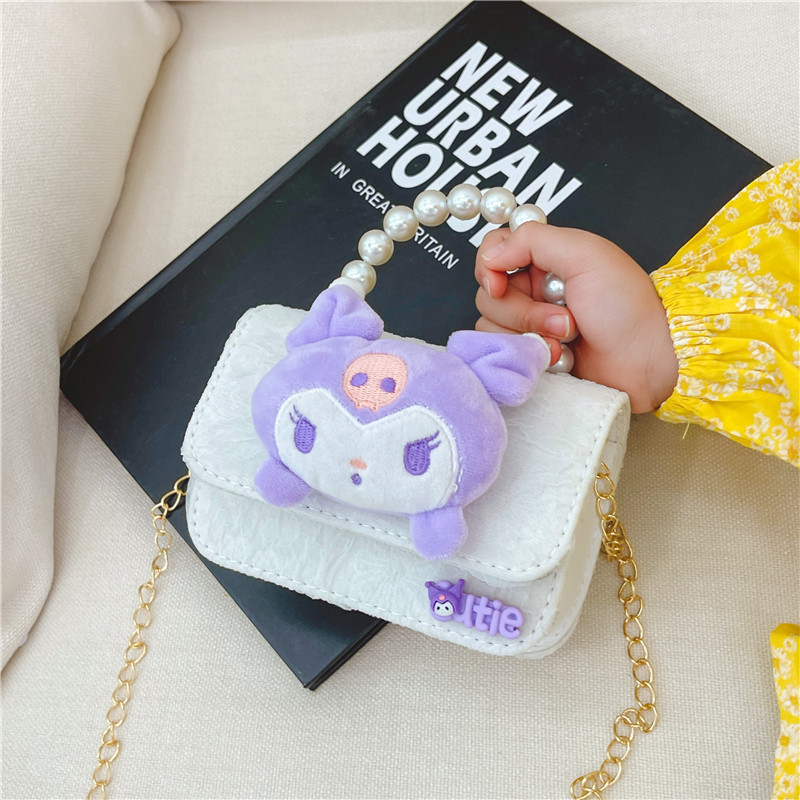 Nuevo en línea rojo perla portátil bolso de los niños lindo suave lindo dibujos animados moda mensajero bolsa niña estilo occidental bolso de hombro