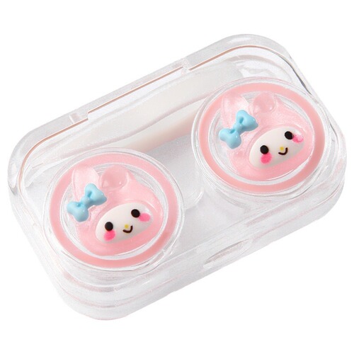 Twist-free transparent contact lens case, portable companion box for girls, double box, cute cartoon visible contact lens box