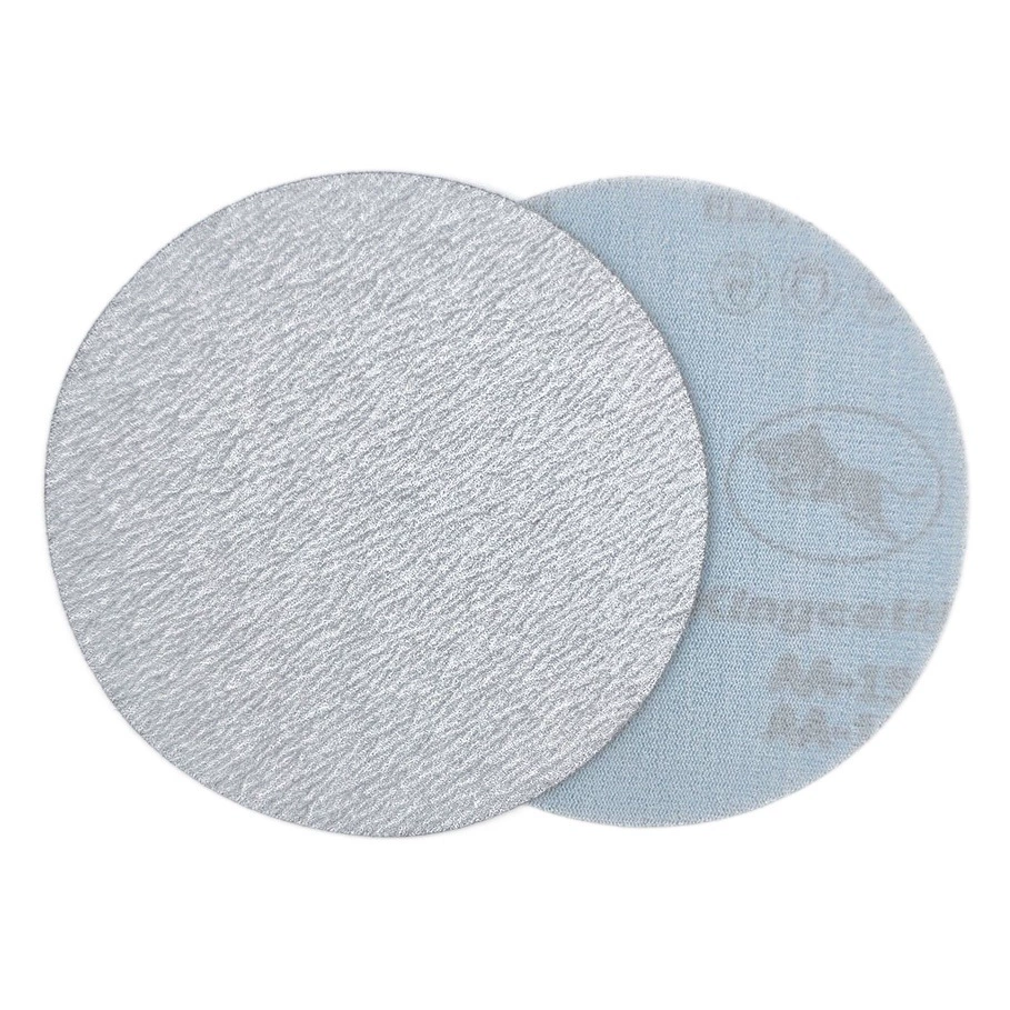 Завод в наличии Телец белый песок 3 дюйма 5 дюймов Флокированная наждачная бумага круглая наждачная бумага полировальный диск для мебели задний бархатный белый песок