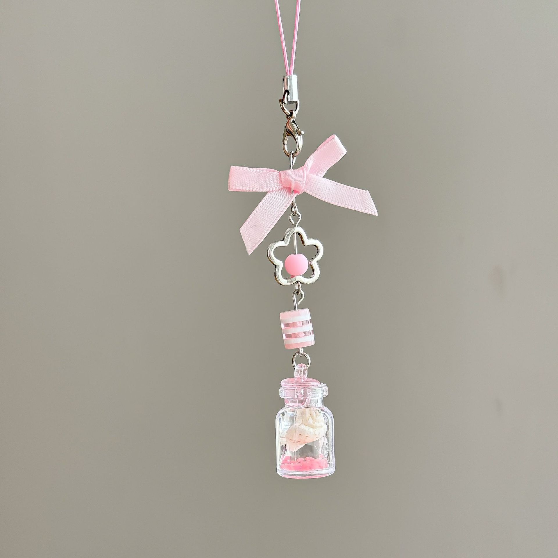 Nocturno conchas botella de deseo colgante para teléfonos móviles color rosa bolsas de arco lindas colgando libros de tarjetas colgantes llaves de cadena