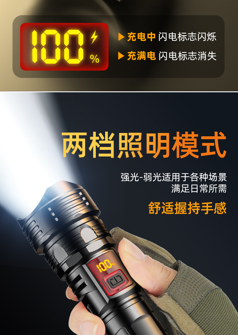 High Brightness Ultra-Bright Flashlight Strong Light Charging Outdoor Laser Home Mini Portable Durable Multi-Function Long Battery Life