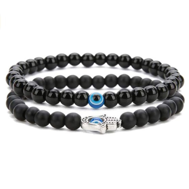 Ethnic Style Devilu0027S Eye Palm natural stone rope Unisex Bracelets