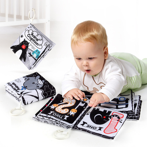 Amazon's new 5-page 10-sided black and white baby cloth book with BB, unbreakable baby cloth book early education toy