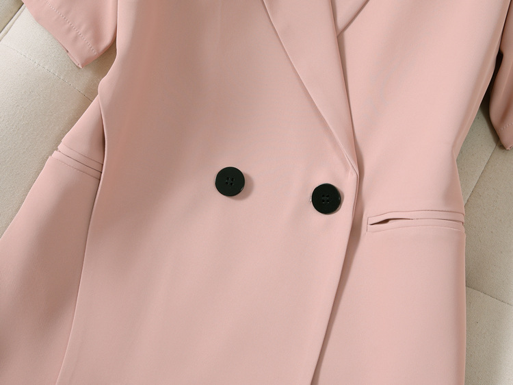 Women's Clothing Summer thin suit wide leg pants suit women's large size women's clothing fat MM 200 pounds loose short sleeved suit jacket_voghion.com