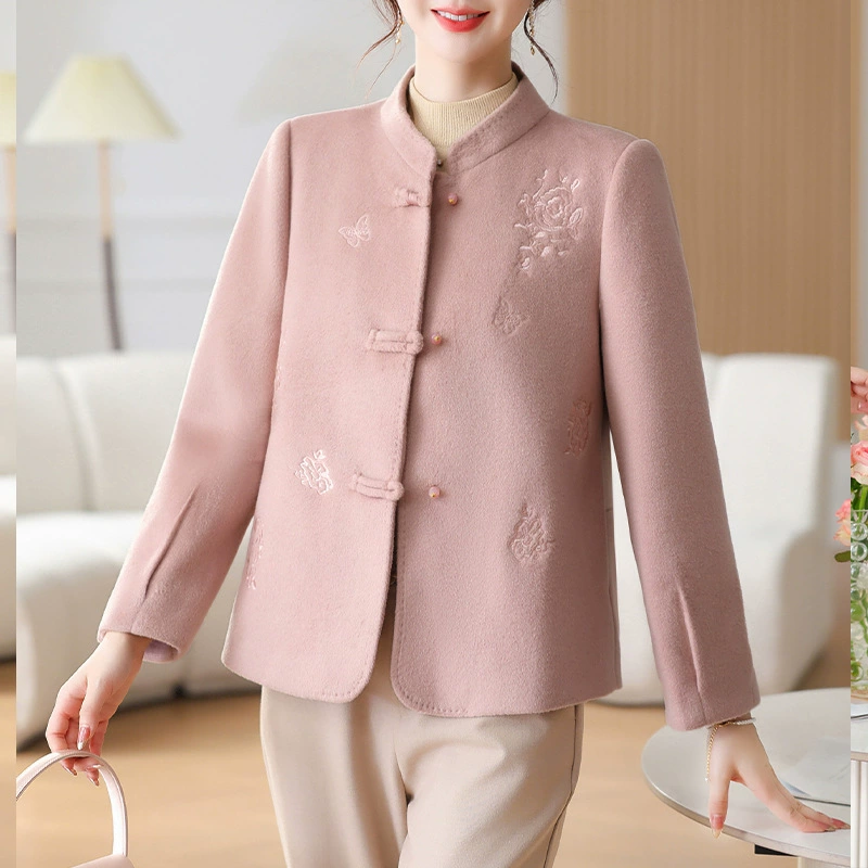 Темпераментная мама осенняя шерстяная куртка иностранная кардиган шерстяное пальто женская короткая средняя и пожилая весна и осень национальный стиль топ