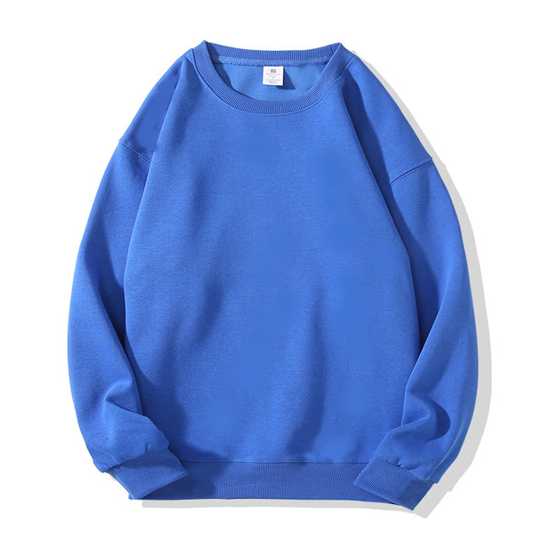 Hua algodón tejido liso de doble cara, hombros cómodos, cuello redondo, suéter de manga larga, camisa publicitaria, ropa de trabajo grupal, logotipo personalizado