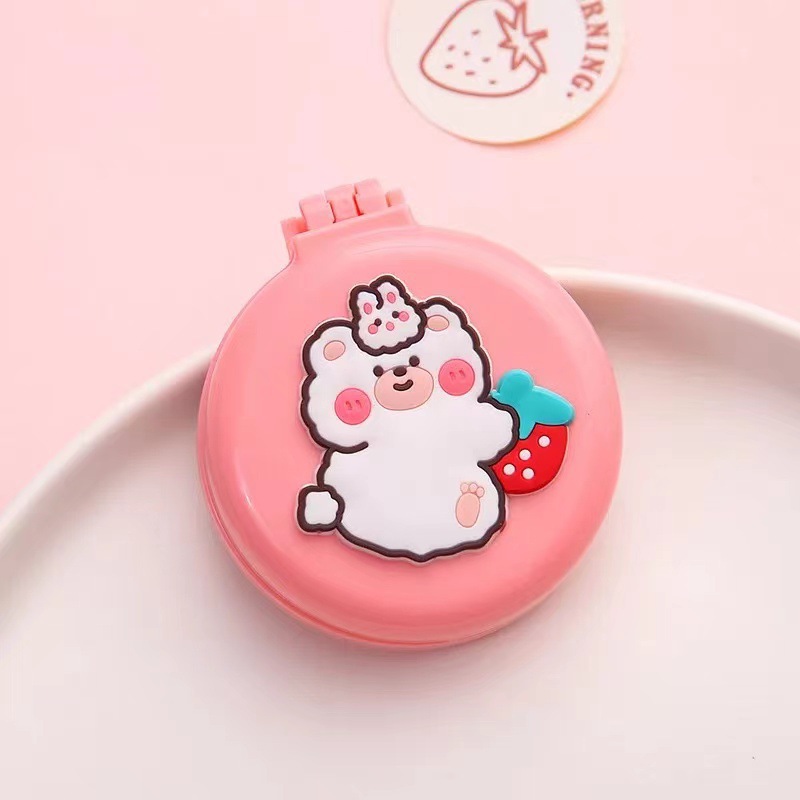 Lindo pequeño espejo portátil mini cojín de aire peine chica plegable bolsa de aire peine de masaje peine espejo integrado