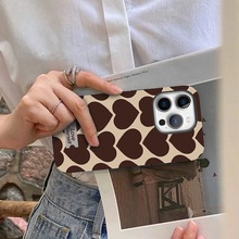 JJ秋冬款棕色爱心韩国进口二合一菲林防摔手机壳适用苹果16/15/14