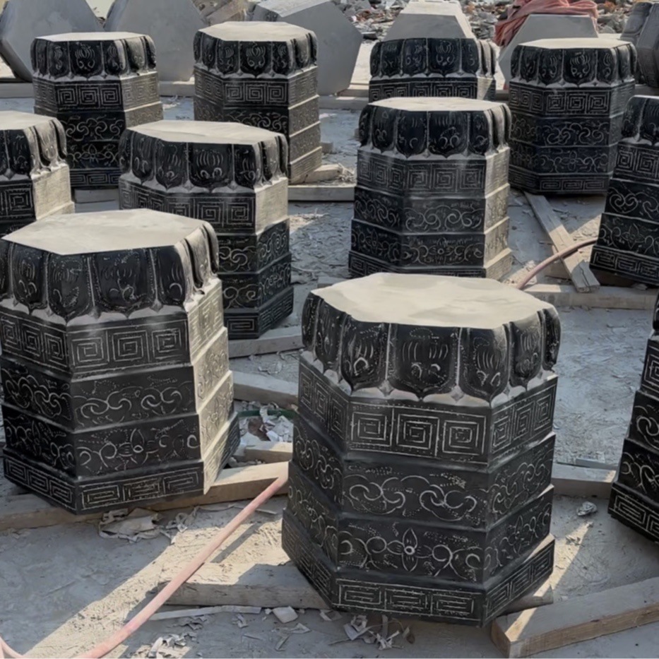 中式庭院门鼓抱鼓石各类古建柱墩石柱顶石石鼓等园林广场