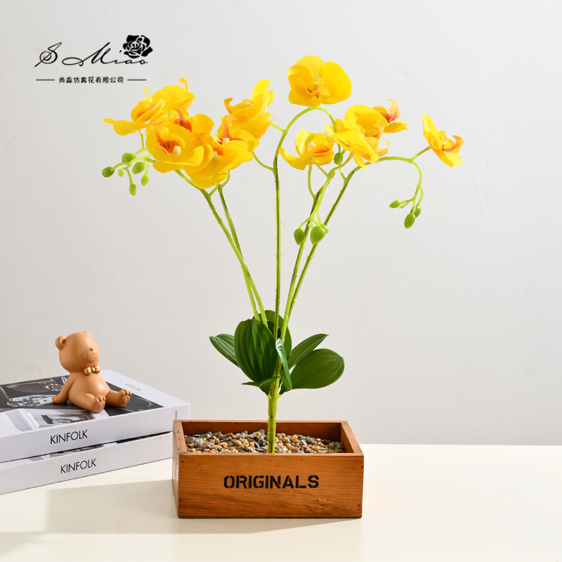 Flor falsa 5 tenedor 15 sensación de orquídea mariposa bonsai fábrica de flores de decoración directa para el hogar adornos de imitación maceta image 15