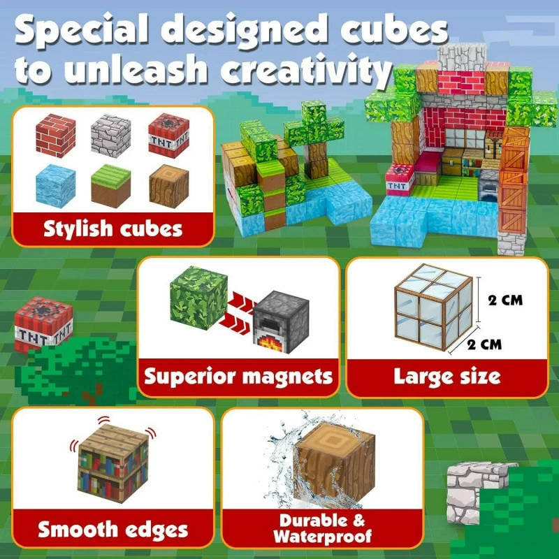 Магнитные строительные блоки Mine World Cube Magnet World набор