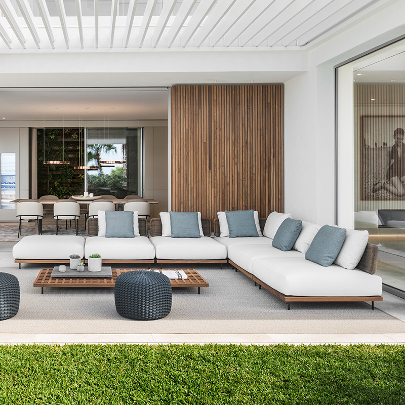 Combinación de sofá para exteriores, villa, patio, jardín, ocio, silla de mimbre, modelo de diseñador, habitación, balcón al aire libre, muebles de mimbre