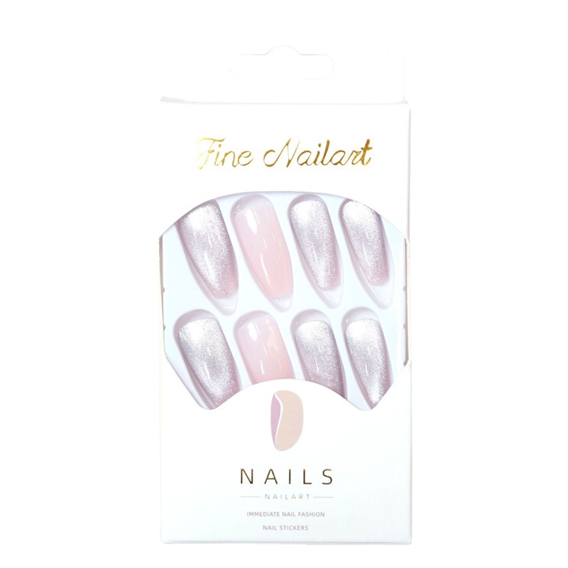 Z-466 Rosa cristal ojo de gato uñas falsas fototerapia desgaste hecho a mano uñas parche transfronterizo desgaste pieza de uñas al por mayor