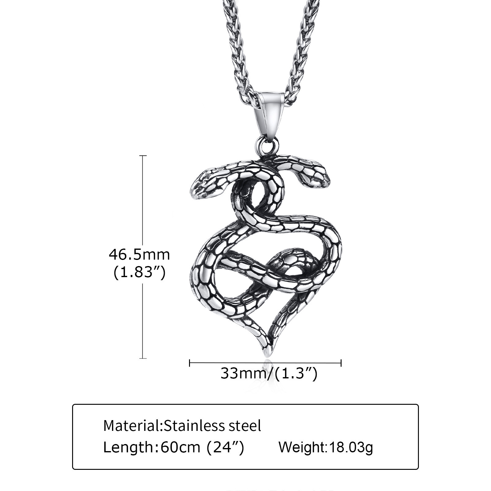 Mode Serpent Acier Au Titane Pendentif Placage Acier Inoxydable Colliers display picture 1