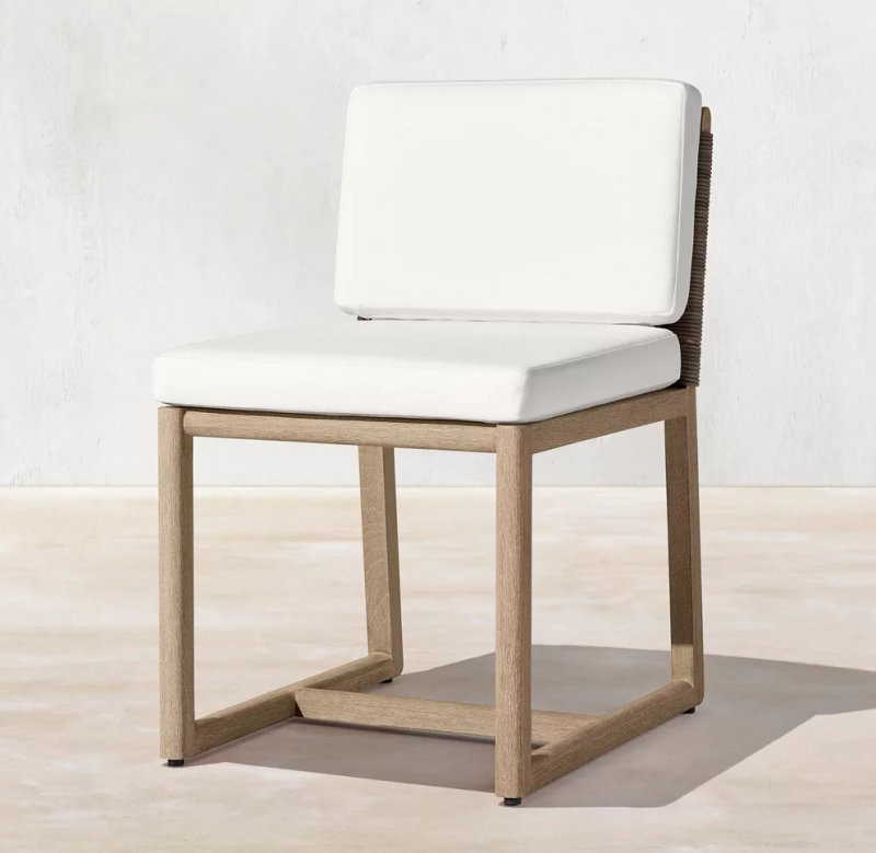 Silla de teca al aire libre silla de comedor individual impermeable, protección solar, anticorrosión, villa, patio, hotel famoso, diseñador al aire libre