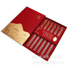 批发实木999纯银筷子头 便携送老外礼品家用套装红木嵌银筷子礼品