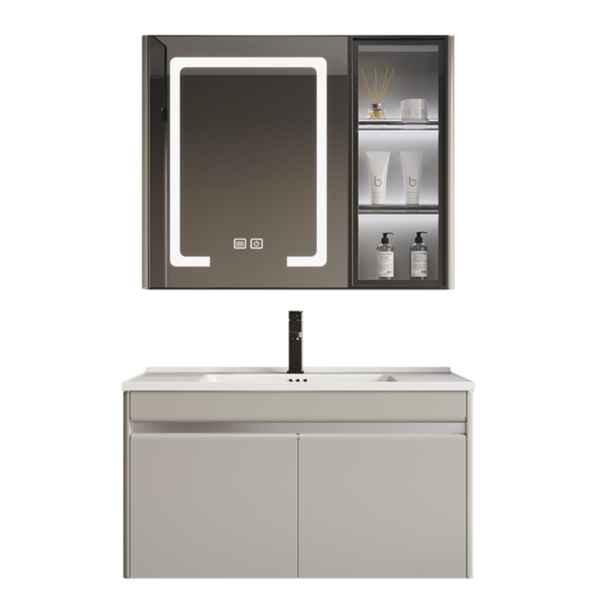 Baño colgado en la pared tipo lavado de cara lavado de manos tipo pequeño hogar todo en una bañera cerámica gabinete de baño de acero inoxidable combinación de lavabo de placa de roca