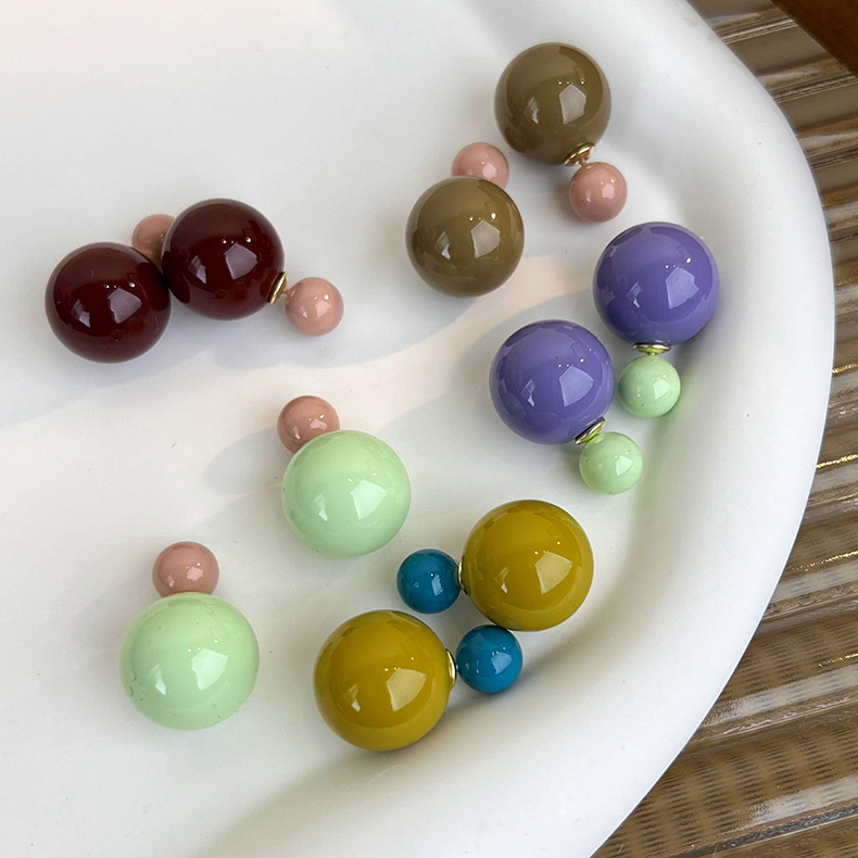 Ball Pattern 1 Pair Simple Style Ball Resin Stamping Women's Ear Studs