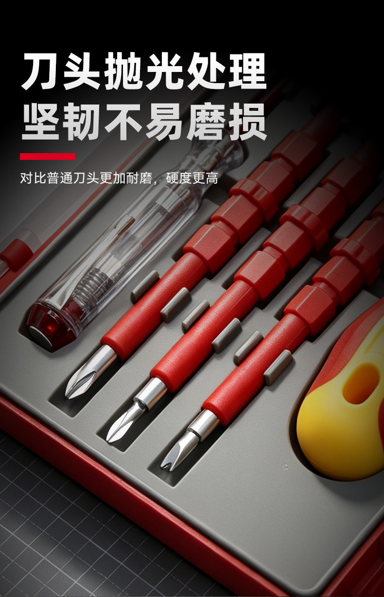 Insulated screwdriver set, Phillips head, high voltage resistant