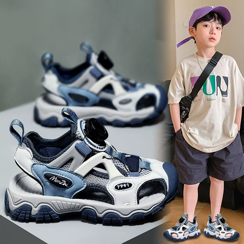 Сандалии для мальчиков 2025 весна и лето новые детские мягкие подошвы полусонные сандалии для мальчиков легкие кроссовки для бега