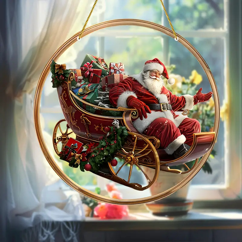 Fabricante de decoración de estilo de Navidad directa, Santa Claus, hombre de pan de jengibre y su casa de pan de jengibre decoración acrílica