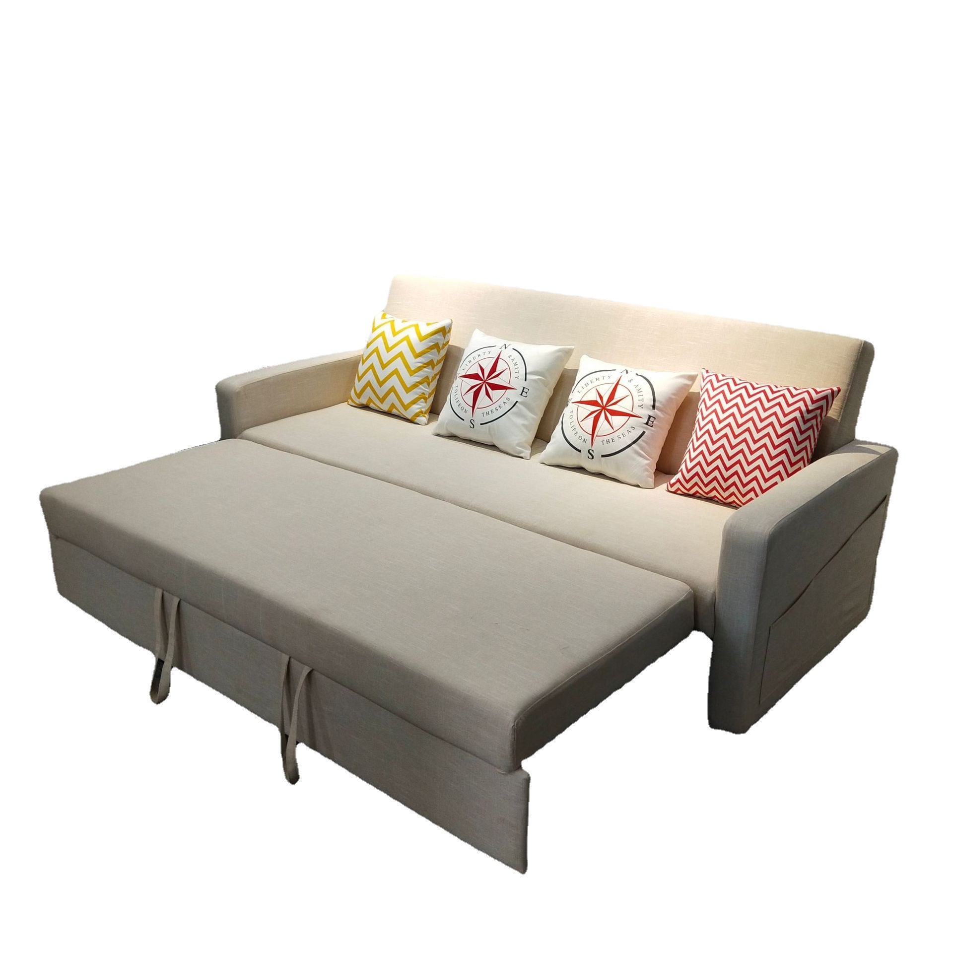Sofá plegable multifuncional push-and - pull doble uso 1.5m doble triple casa pequeña tela de látex sofá cama de almuerzo