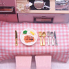 Small doll house, food play, kitchen, tableware, gold and silver