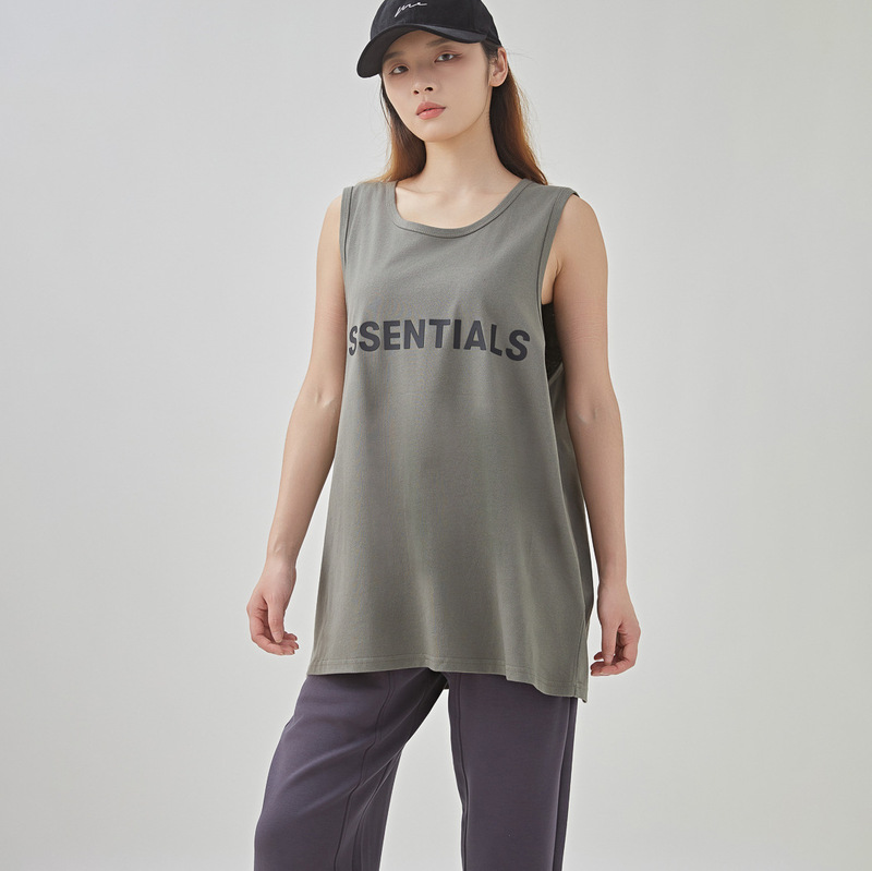 Vest Men's Sleeveless Vest Fitness T-Shirt Fitness Sports Loose American Cotton Summer Heavy Vest Men's Print