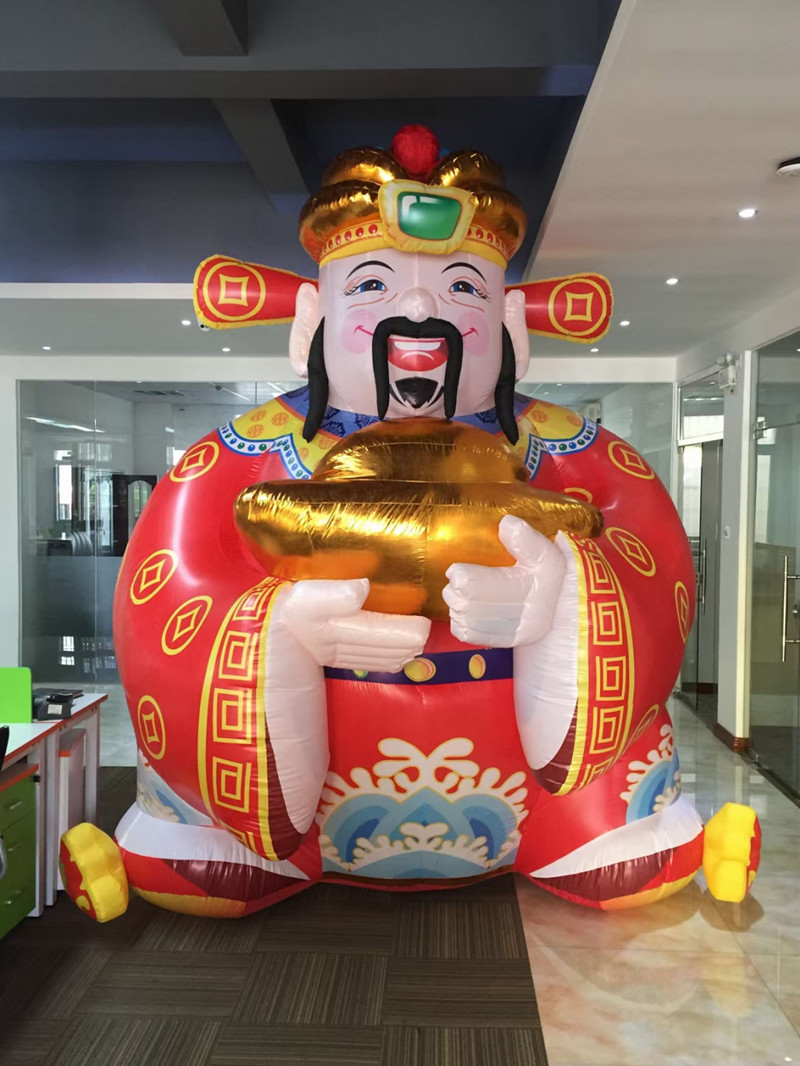 新年吉祥物充气财神  元宝模型卡通花财神爷广告拱门厂家新款展览