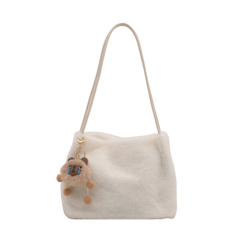 Bolsos de lana de nicho de alto nivel para mujeres 2024 nuevo otoño y invierno bolsas de peluche de hombro bolsas de gran capacidad