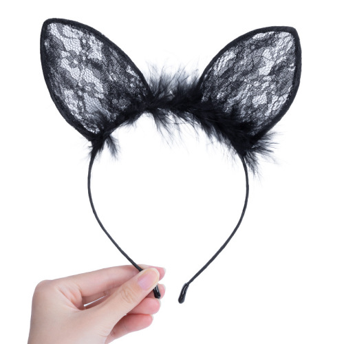 Manyan sexy lingerie accessories plush lace Cat Girl Witch bow bell headband collection 2347-2557