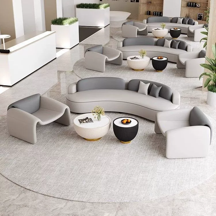Диван для гостиницы, светлый люкс, круглый, высококлассный, для зоны отдыха в салоне красоты, домашний, для гостиной, современный, простой, изогнутый диван